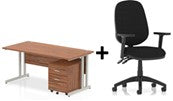 Bundle Deal - Straight Desk + 2 Drawer Pedestal & Chair