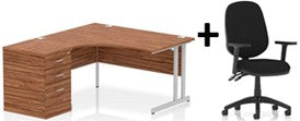 Bundle Deal - Crescent Desk + Desk High Pedestal & Chair (dyn)