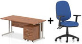Bundle Deal - Straight Desk + 2 Drawer Pedestal & Chair