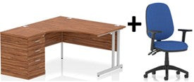 Bundle Deal - Crescent Desk + Desk High Pedestal & Chair (dyn)