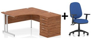 Bundle Deal - Crescent Desk + Desk High Pedestal & Chair (dyn)