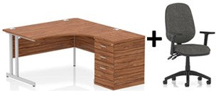 Bundle Deal - Crescent Desk + Desk High Pedestal & Chair (dyn)