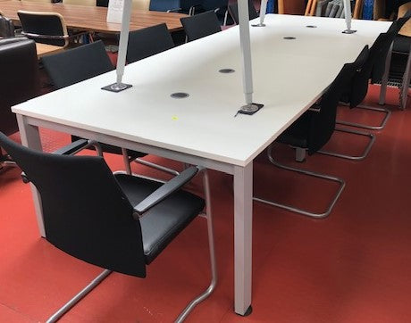 White Boardroom Table With Grey Legs