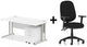 Bundle Deal - Straight Desk + 2 Drawer Pedestal & Chair