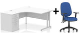 Bundle Deal - Crescent Desk + Desk High Pedestal & Chair (dyn)