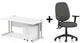 Bundle Deal - Straight Desk + 2 Drawer Pedestal & Chair
