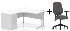 Bundle Deal - Crescent Desk + Desk High Pedestal & Chair (dyn)