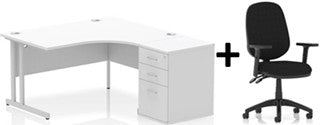 Bundle Deal - Crescent Desk + Desk High Pedestal & Chair (dyn)