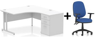 Bundle Deal - Crescent Desk + Desk High Pedestal & Chair (dyn)