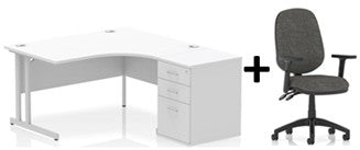 Bundle Deal - Crescent Desk + Desk High Pedestal & Chair (dyn)