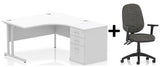 Bundle Deal - Crescent Desk + Desk High Pedestal & Chair (dyn)