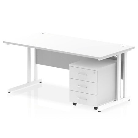 Bundle Deal - Straight Desk + 2 Drawer Pedestal & Chair