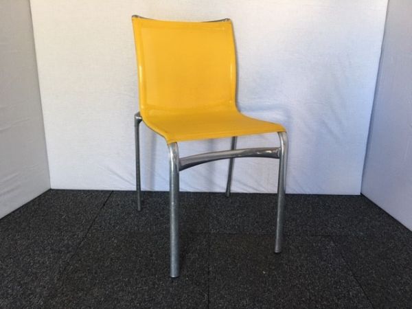 Yellow Mesh & Chrome Stacking Chair